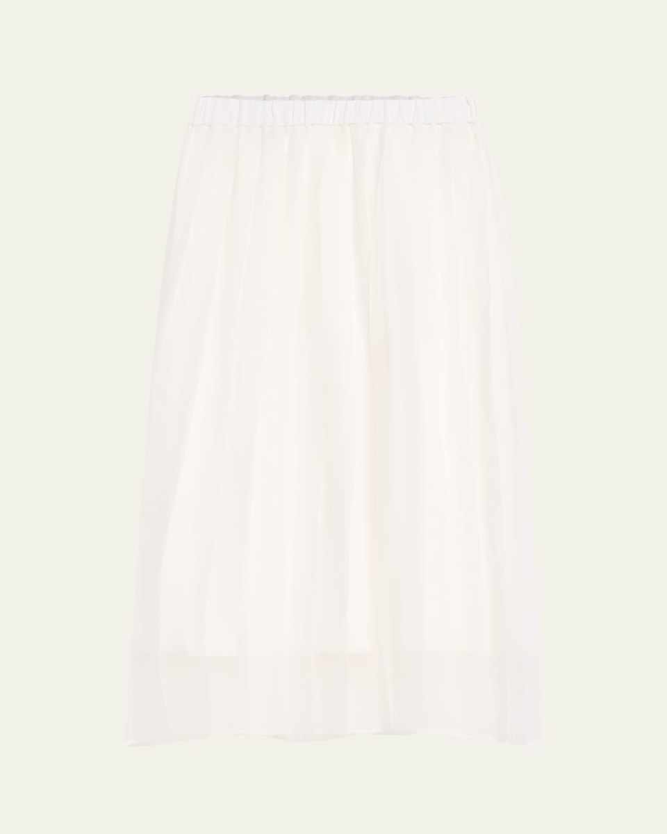 Crispy Silk Chiffon Pleated Midi Skirt